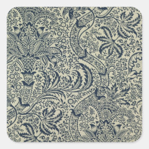 Wallpaper with navy blue seaweed style design square sticker