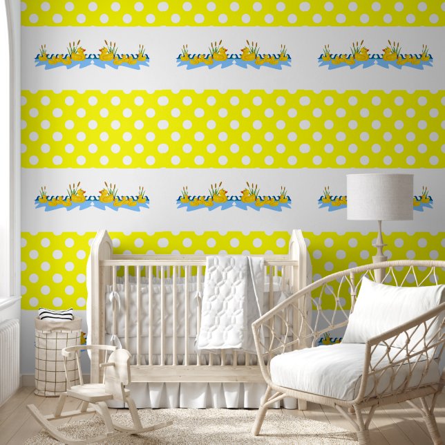 Wallpaper Yellow & White Polka dot Ducks (Kids)