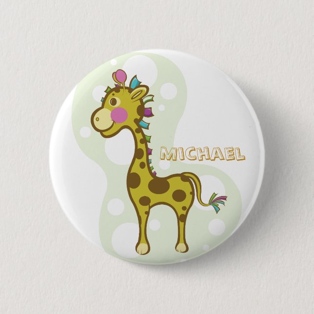 Wally the Giraffe Character 6 Cm Round Badge (Front)