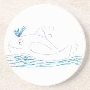 Wally whale Sandstone Coaster