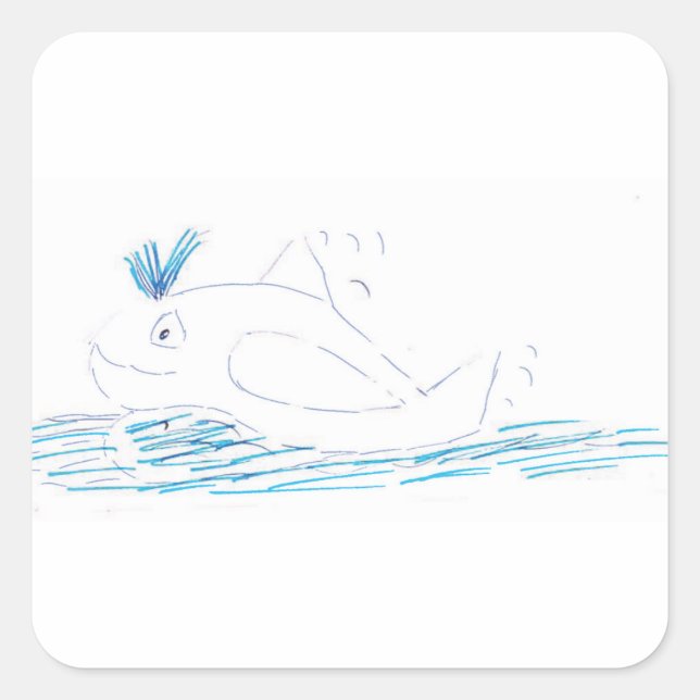 Wally Whale Square Sticker (Front)