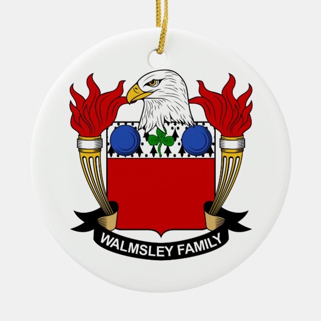 Walmsley Family Crest Ceramic Tree Decoration (Front)