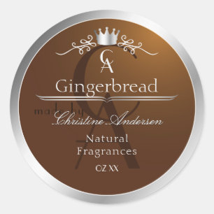 Walnut Brown Product Label Silver Frame Monogram