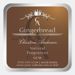 Walnut Brown Product Label Silver Frame Monogram