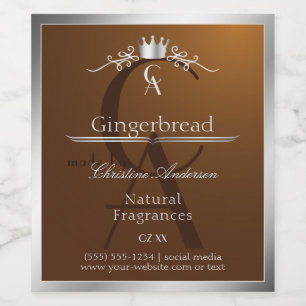 Walnut Brown Product Label Silver Frame Monogram