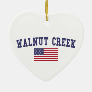 Walnut Creek US Flag Ceramic Tree Decoration