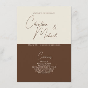 Walnut • Handwritten Script Wedding Program Enclosure Card