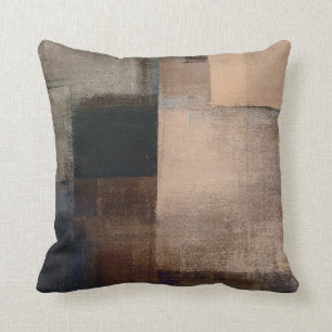 'Walnut' Neutral Abstract Art Throw Pillow