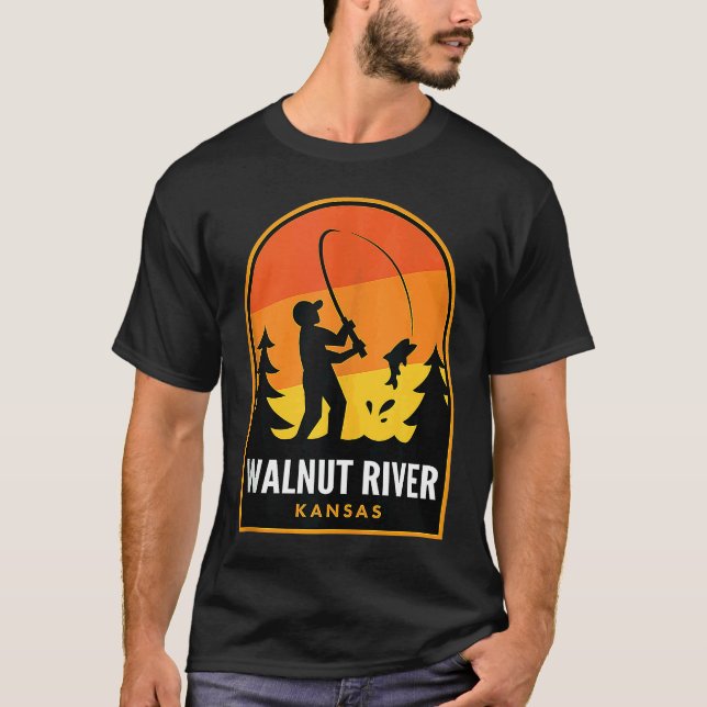 Walnut River Kansas Fishing T-Shirt (Front)