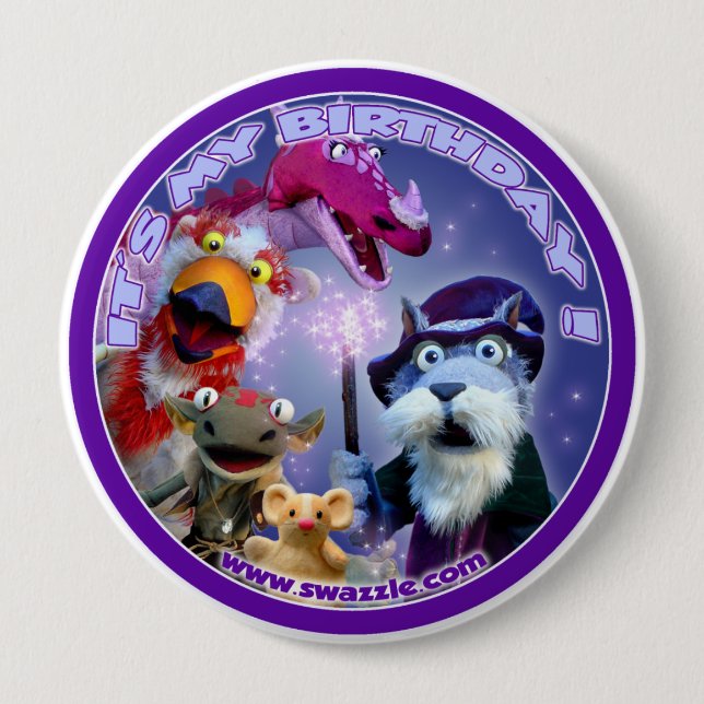 Walnut the Wizard Birthday Button (Front)