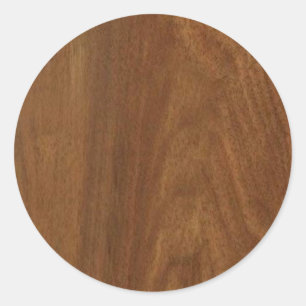 WALNUT WOOD American finish  blank blanche + TEXT Classic Round Sticker