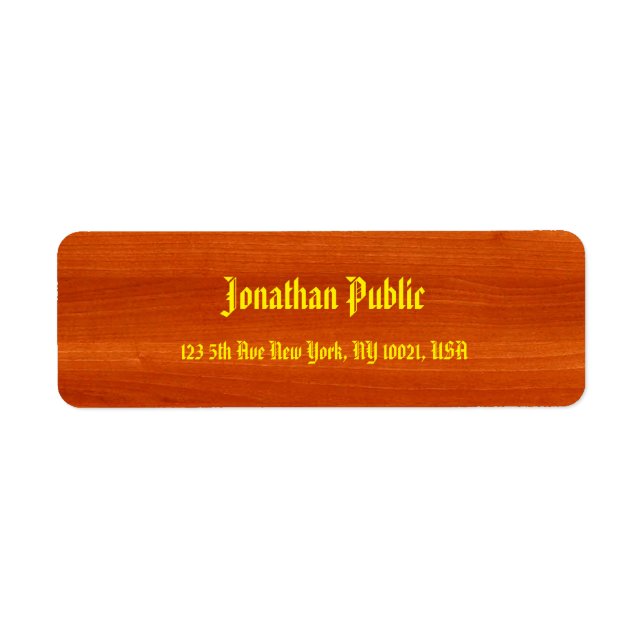 Walnut Wood Hand Script Name Gold American Text (Front)