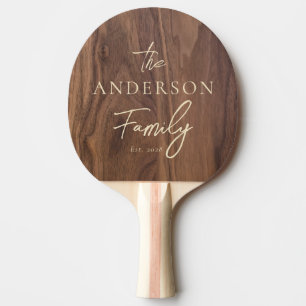 Walnut Wood Hand Written Family Name Ping Pong Paddle