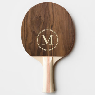 Walnut Wood Monogram Ping Pong Paddle