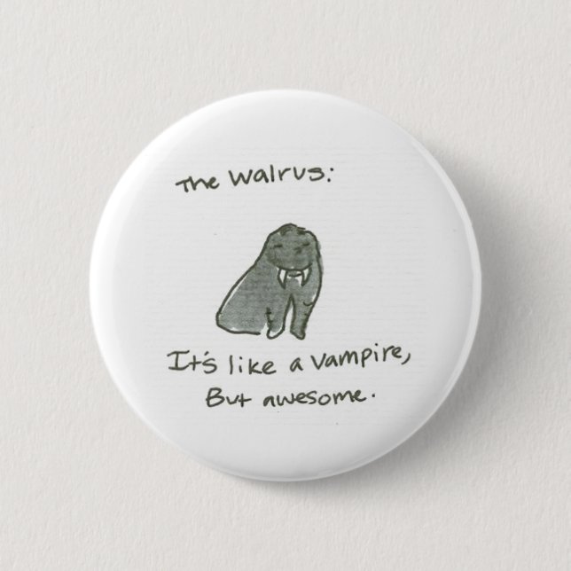 Walrus 6 Cm Round Badge (Front)