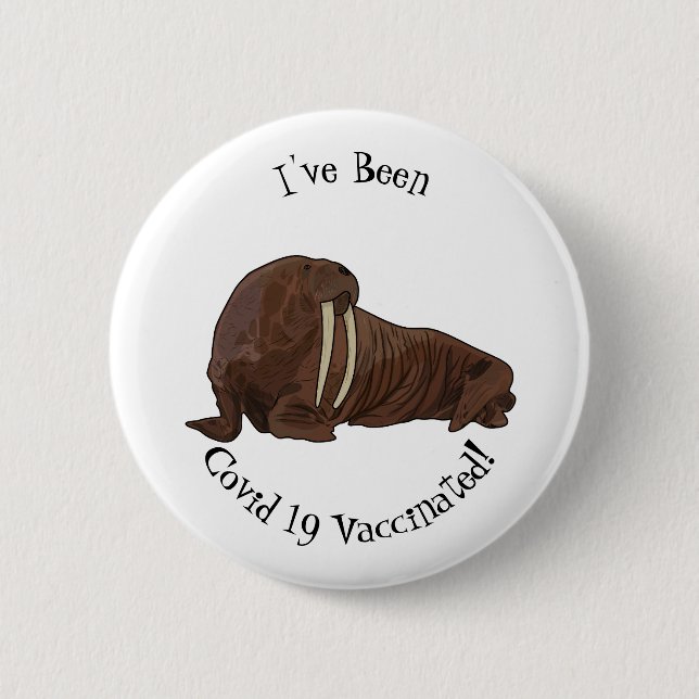 Walrus cartoon illustration 6 cm round badge (Front)