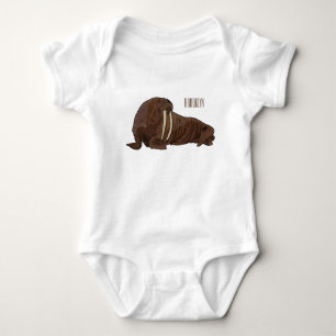 Walrus cartoon illustration baby bodysuit
