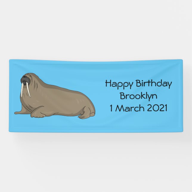 Walrus cartoon illustration banner (Horizontal)
