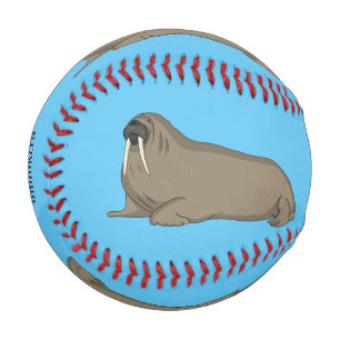 Walrus cartoon illustration  baseball