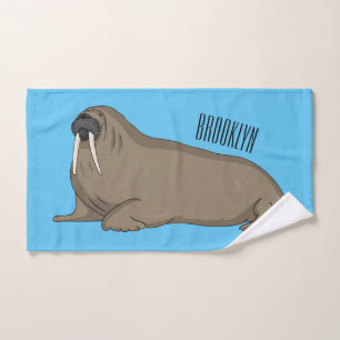 Walrus cartoon illustration bath towel set