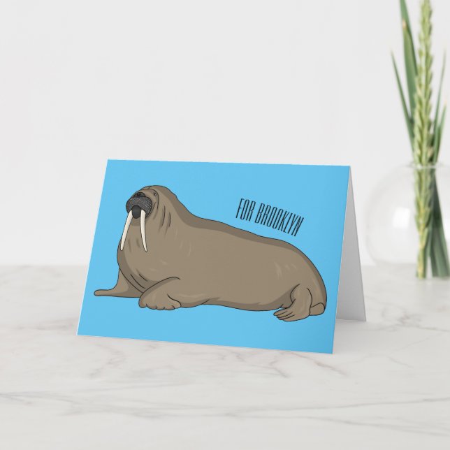 Walrus cartoon illustration card (Front)