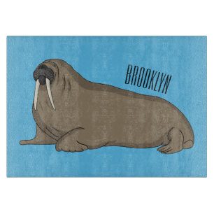 Walrus cartoon illustration cutting board