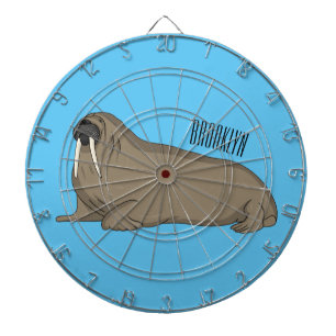 Walrus cartoon illustration dartboard