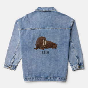 Walrus cartoon illustration denim jacket