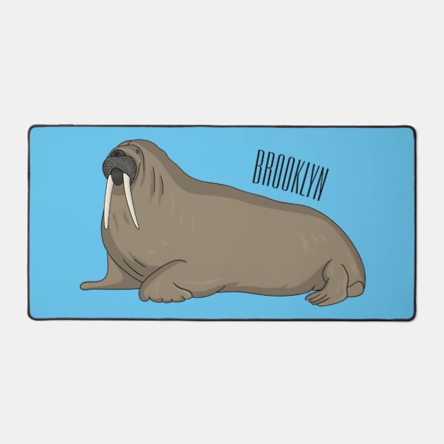 Walrus cartoon illustration  desk mat (Front)