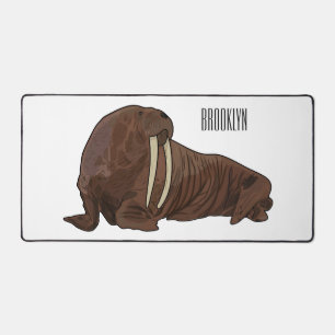 Walrus cartoon illustration desk mat
