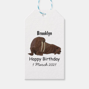 Walrus cartoon illustration gift tags