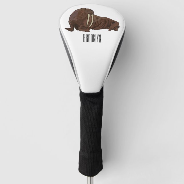 Walrus cartoon illustration golf head cover (Front)