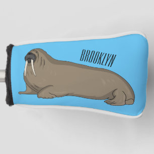 Walrus cartoon illustration golf head cover
