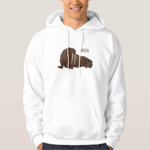 Walrus cartoon illustration hoodie