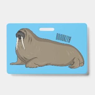 Walrus cartoon illustration ID badge