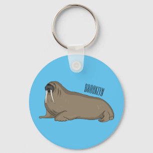 Walrus cartoon illustration key ring