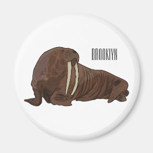 Walrus cartoon illustration magnet