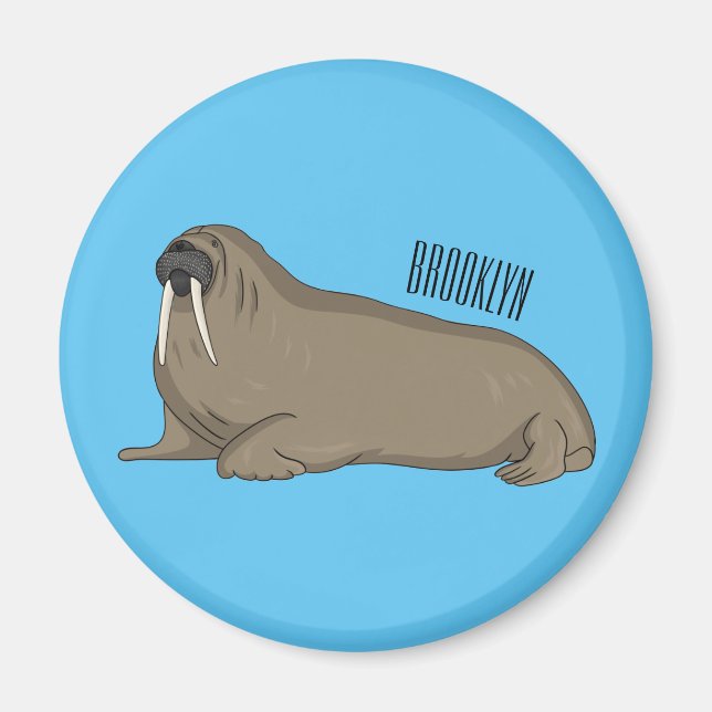 Walrus cartoon illustration magnet (Front)