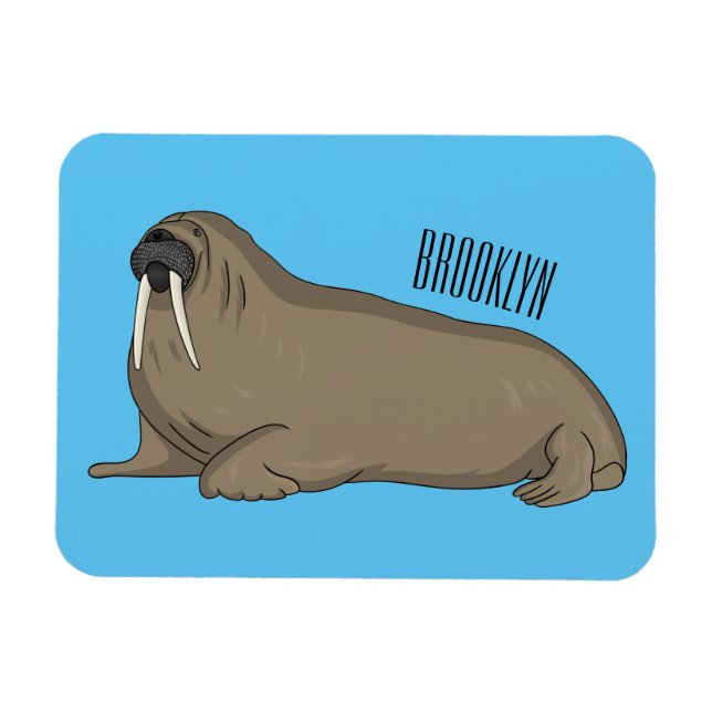 Walrus cartoon illustration magnet (Horizontal)