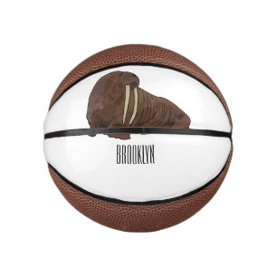 Walrus cartoon illustration mini basketball