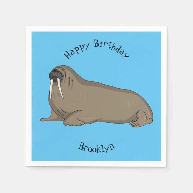 Walrus cartoon illustration  napkin (Front)