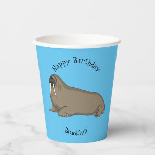 Walrus cartoon illustration paper cups