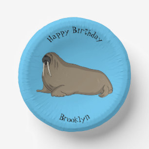 Walrus cartoon illustration paper plate