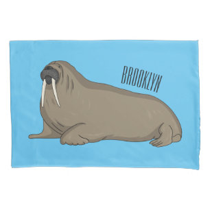 Walrus cartoon illustration pillowcase