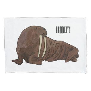 Walrus cartoon illustration pillowcase