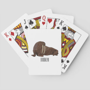 Walrus cartoon illustration playing cards