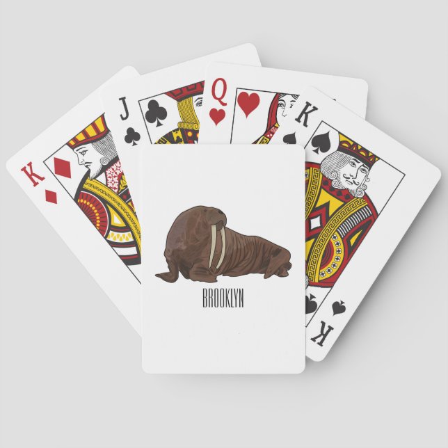 Walrus cartoon illustration playing cards (Back)