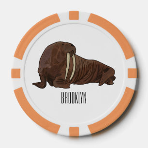 Walrus cartoon illustration poker chips