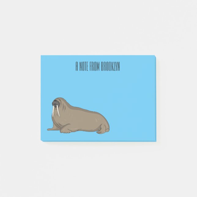 Walrus cartoon illustration   post-it notes (Front)