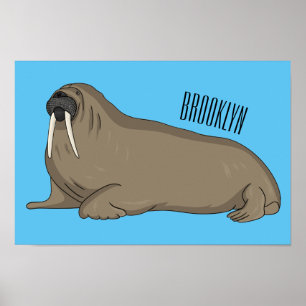 Walrus cartoon illustration poster